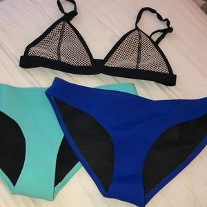 Two Neoprene Bikini Bottoms and Neoprene Top